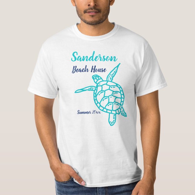 Band i Teal Sea Turtle T-S i marinflottan T Shirt (Framsida)
