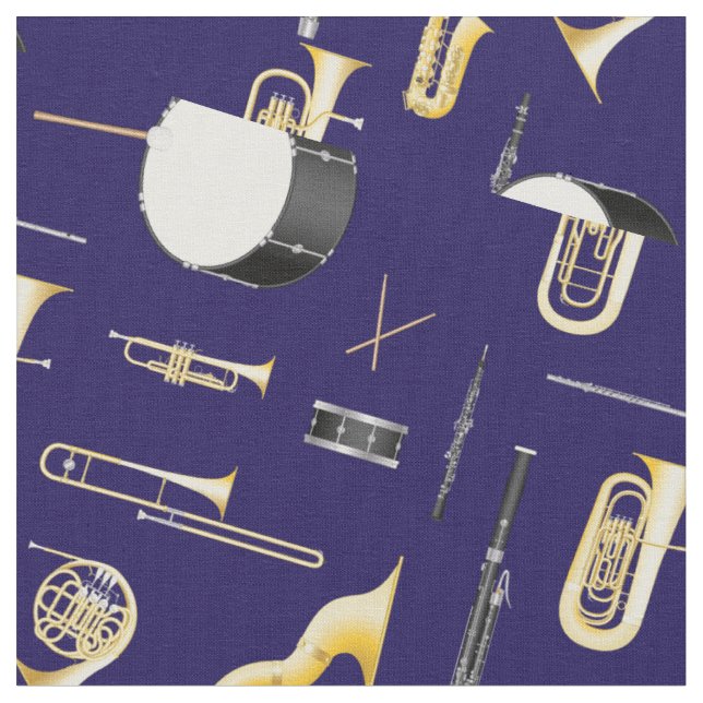 Band Instruments Music Musician Teacher Decor Blue Tyg (Närbild)