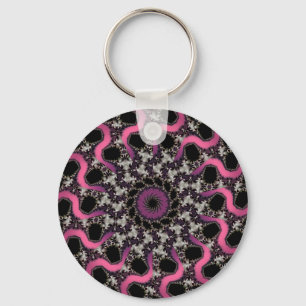Band Keychain för purpurfärgad Fractal för silv Nyckelring