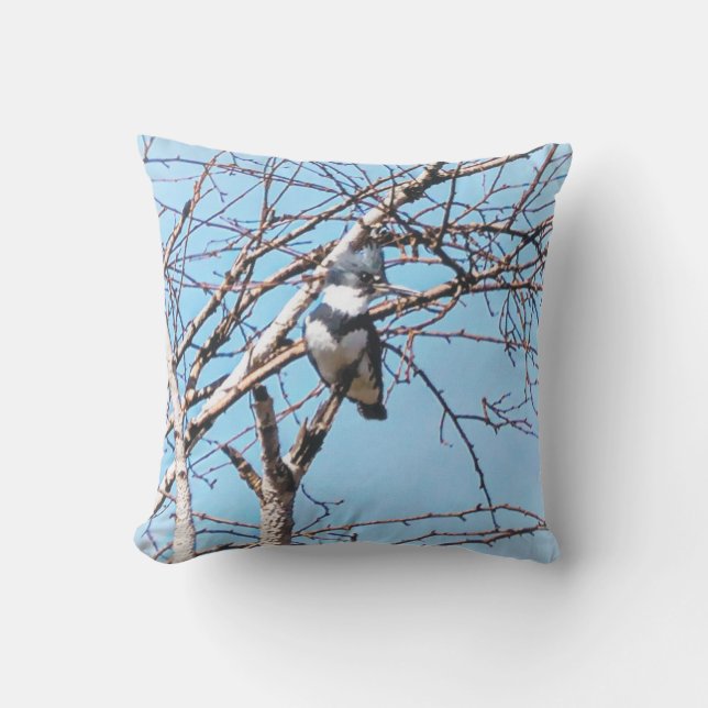 Band Kingfisher i Träd Grenar Stylized Bird Kudde (Framsida)