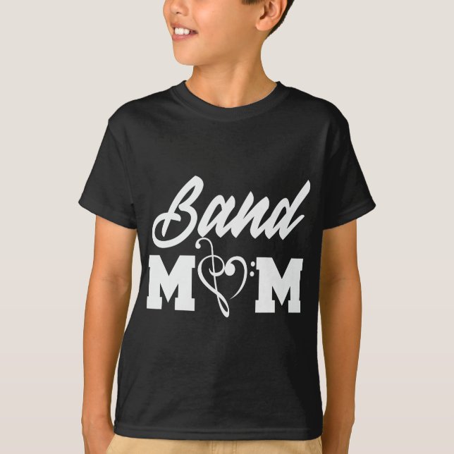 Band Mamma Heart Treble Clef and Bass Clef Funny T Shirt (Framsida)
