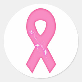 Band med blomma för att öka medvetenheten om bröst runt klistermärke
