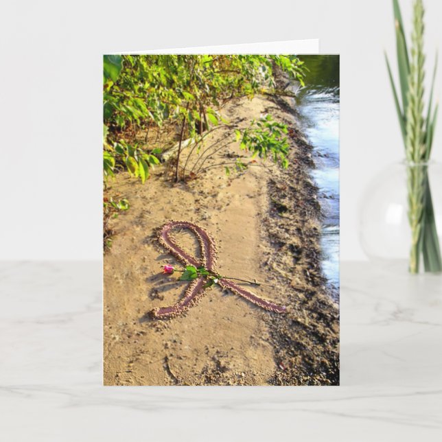 Band med bröstcancerkort Rosa i Sand Kort (Framsida)