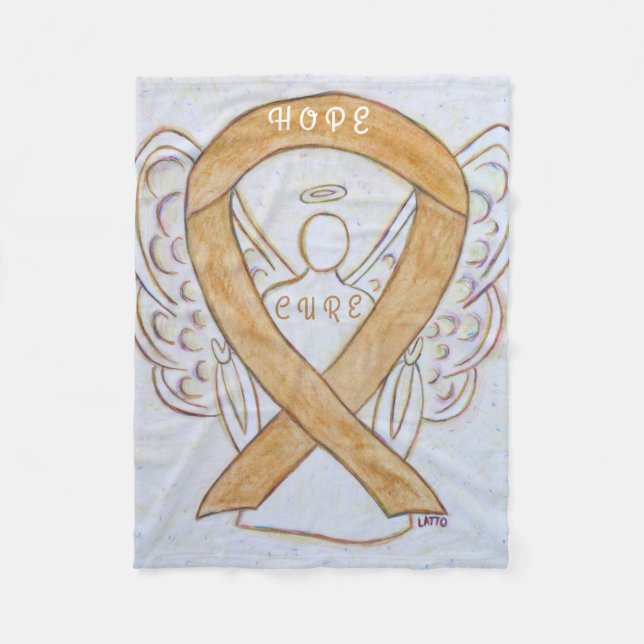 Band med gul medvetenhet om cancerblanket i bipack fleecefilt (Framsidan)