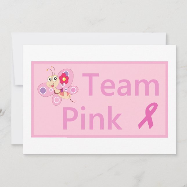 Band med rosa av bröstcancer i inbjudningskort med (Framsida)