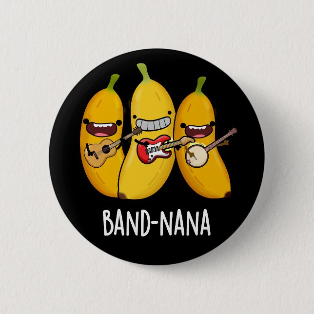 Band-nana Funny Fruit Banana Pun Mörk BG Knapp (Framsida)