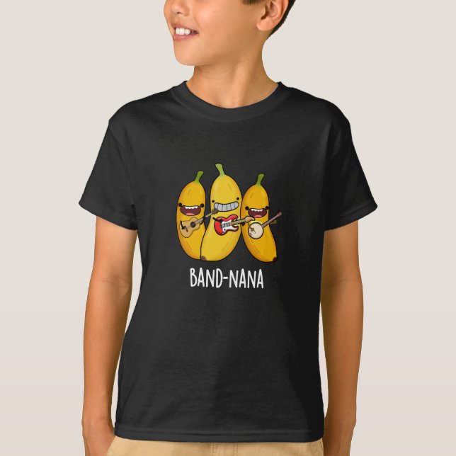 Band-nana Funny Fruit Banana Pun Mörk BG T Shirt (Framsida)
