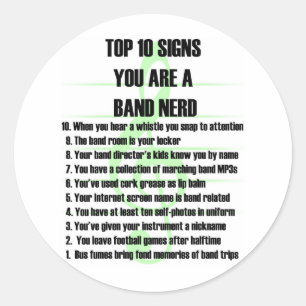 Band Nerd Top 10 Runt Klistermärke