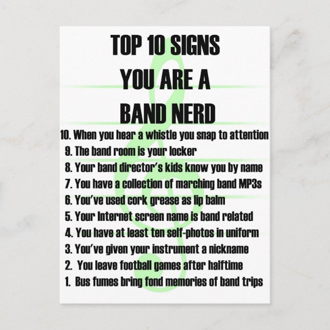 Band Nerd Top 10 Vykort (Framsida)
