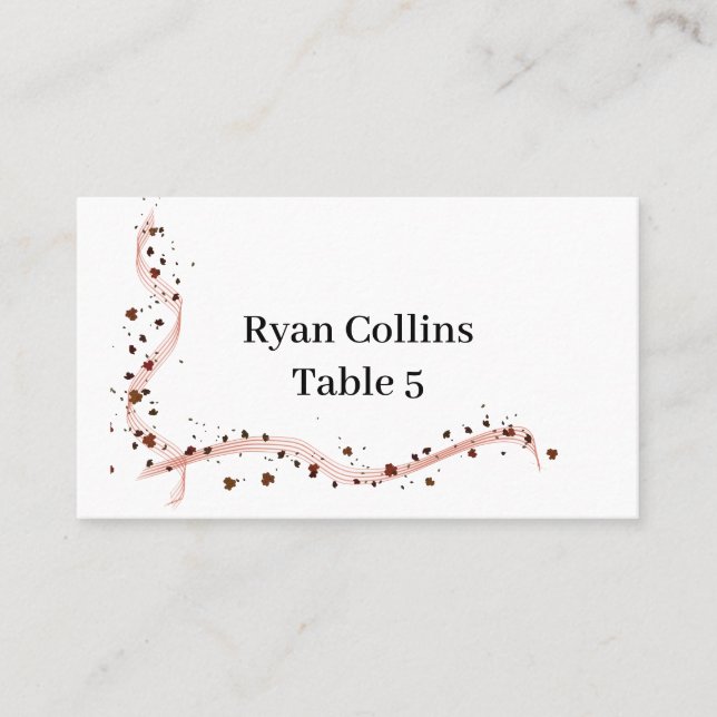 Band- och blomställningskort hand plockade placeringskort (Framsida)