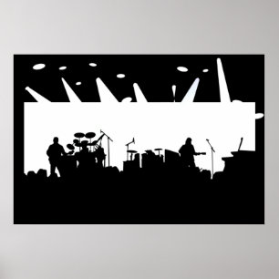 Band på scenkonsert Silhouette B&W Poster