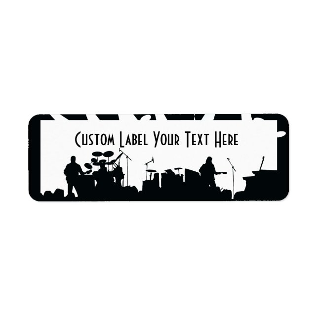 Band på scenkonsert Silhouette B&W Returadress Etikett (Framsidan)