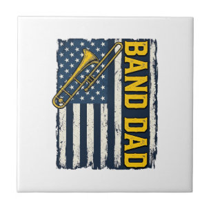 Band Pappa Trombon Amerikansk Flagga Vintage Tröja Kakelplatta
