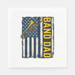 Band Pappa Trombon Amerikansk Flagga Vintage Tröja Pappersservett