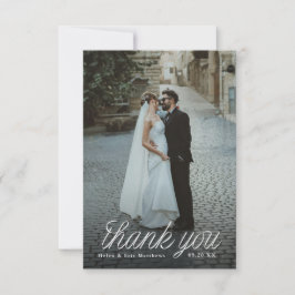 Band Script Minimalistisk Bröllopsfoto Liten Tack Kort