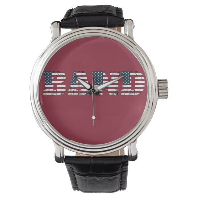 Band USA flagga Watch - Red Armbandsur (Framsida)