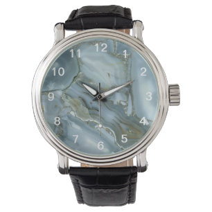 Bandad turkos Grått Grönt Blue Marble Struktur Armbandsur