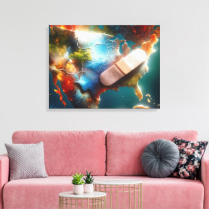 Bandage on USA Karta Canvastryck