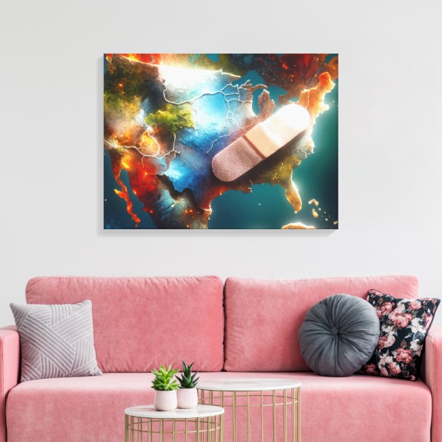 Bandage on USA Karta Canvastryck (Insitu (Vardagsrum))