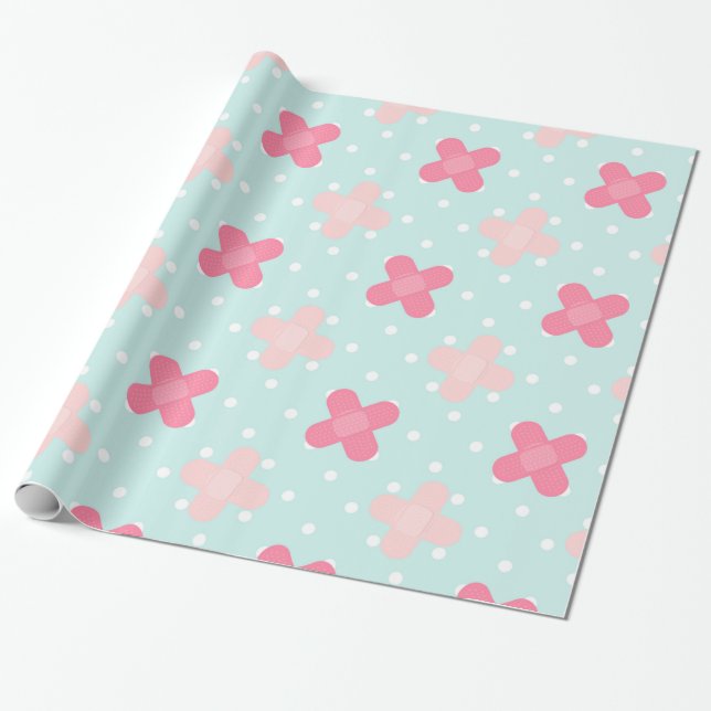 Bandages Blue och Rosa Presentpapper (Utrullad)
