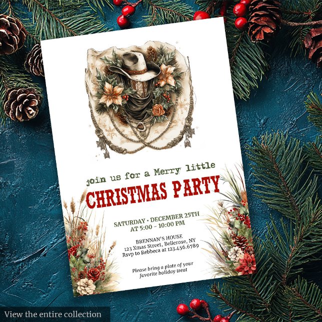 Bandana binder inbjudan till västerländsk julfest (Bandana ties Western Christmas party invite

)