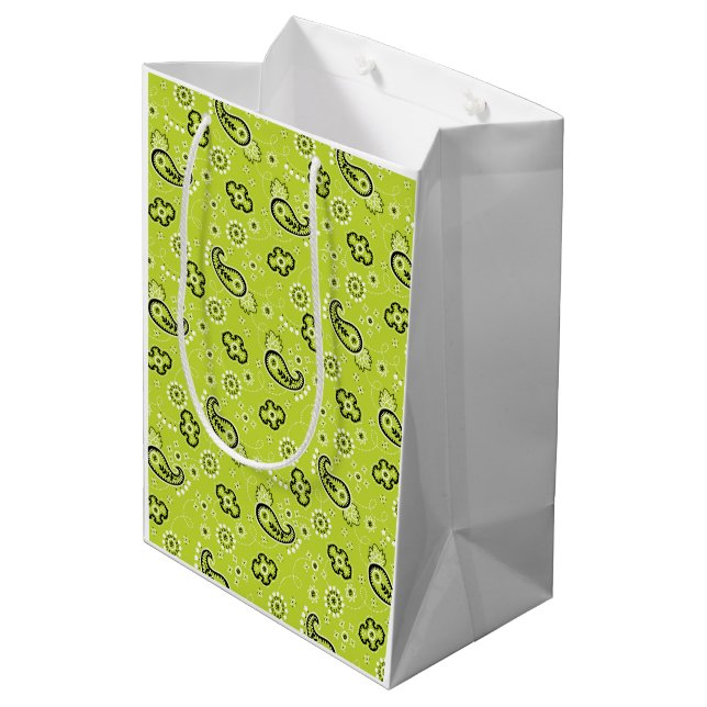 Bandana Lime Green Mönster Modern Retro Preppy Rol (Baksidan Vinklad)