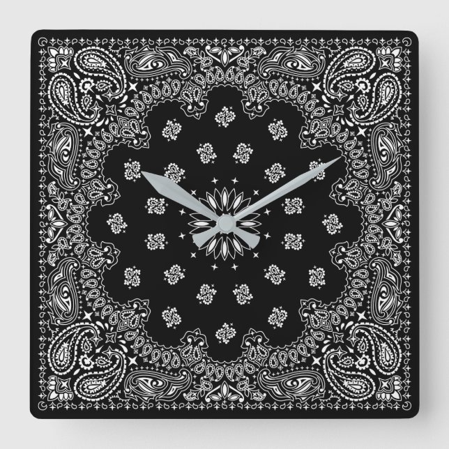 bandana paisley square clock fyrkantig klocka (Framsida)