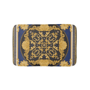 Bandana Print: Black Blue Guld. Badrumsmatta
