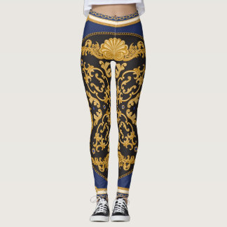 Bandana Print: Black Blue Guld. Leggings