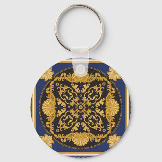 Bandana Print: Black Blue Guld. Nyckelring
