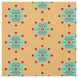 Bandana Print - turkos och persikor Tyg