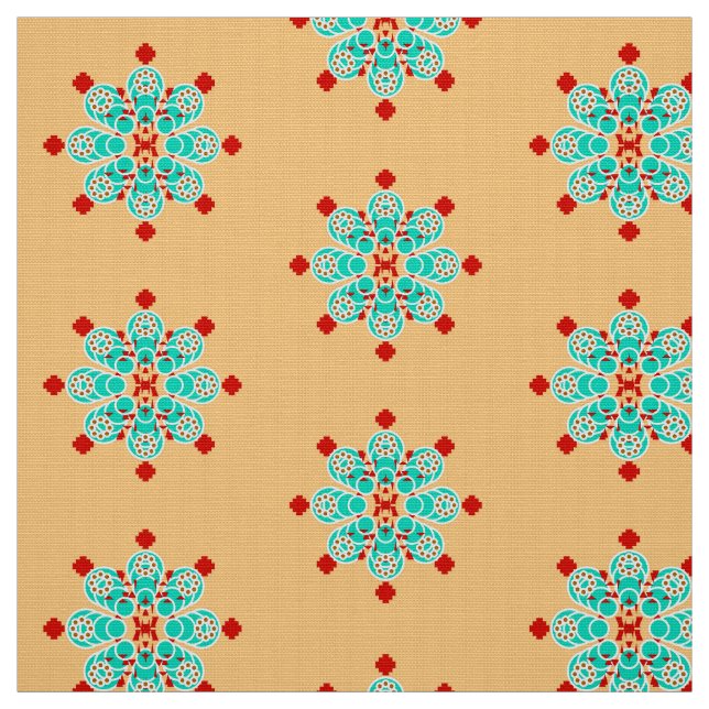 Bandana Print - turkos och persikor Tyg (Provkarta)