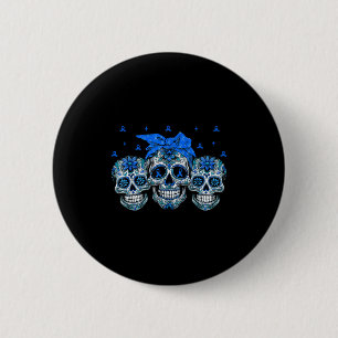 Bandana Sugar Skull Blue Ribbon Diabetes Awareness Knapp