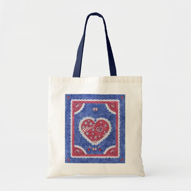 Bandanna Heart Tote Bag Tygkasse (Framsidan)