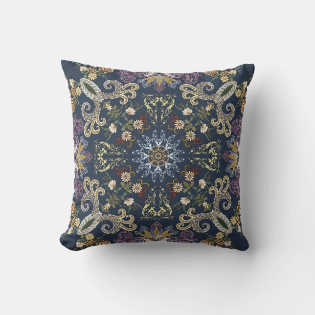 Bandanna med färglös paisley, sömlös mönster kudde (Framsida)