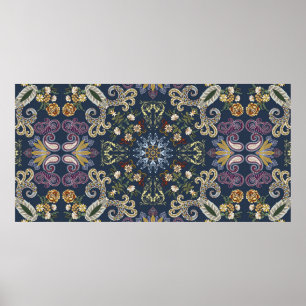 Bandanna med färglös paisley, sömlös mönster poster