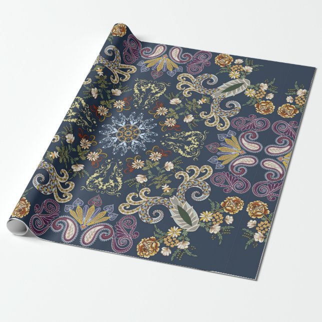 Bandanna med färglös paisley, sömlös mönster presentpapper (Utrullad)