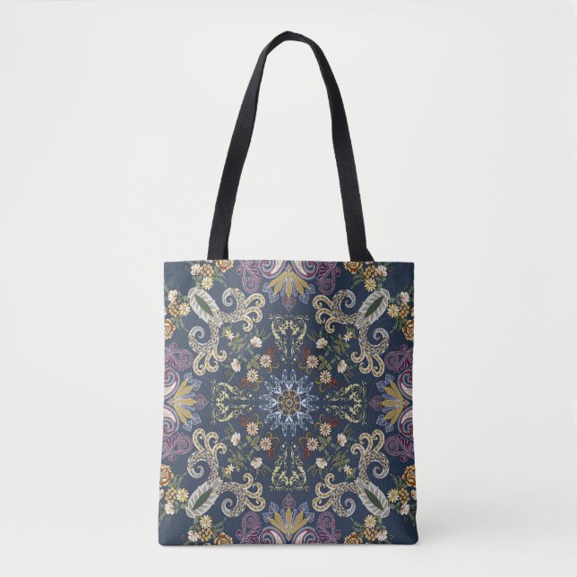 Bandanna med färglös paisley, sömlös mönster tygkasse (Framsida)