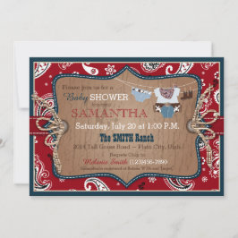 Bandanna Print Cowboy Baby Shower Inbjudningar
