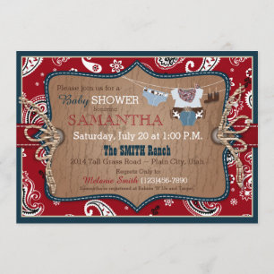 Bandanna Print Cowboy Baby Shower Inbjudningar