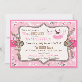 Bandanna Print Cowgirl Baby Shower Inbjudningar