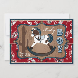 Bandanna Print & Rocking Horse Cowboy Baby Shower Inbjudningar