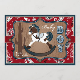 Bandanna Print & Rocking Horse Cowboy Baby Shower Inbjudningar