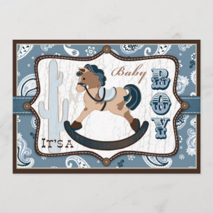 Bandanna Print & Rocking Horse Cowboy Baby Shower Inbjudningar