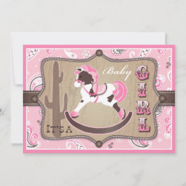 Bandanna Print & Rocking Horse Cowgirl Baby Shower Inbjudningar