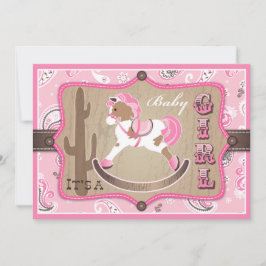 Bandanna Print & Rocking Horse Cowgirl Baby Shower Inbjudningar