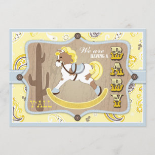 Bandannatryck som vaggar hästCowboybaby shower Inbjudningar