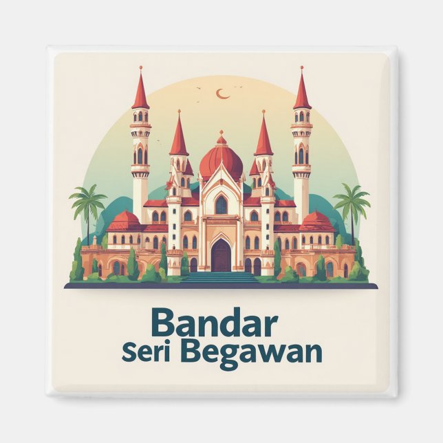 Bandar Seri Begawan med röda kupoler Magnet (Framsidan)