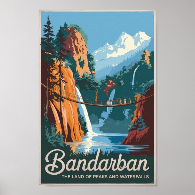Bandarban Bangladesh Travel Art Vintage Poster (Framsidan)