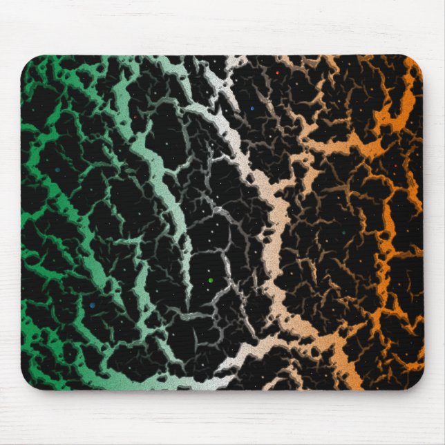 Bandat utrymme-Lava - Grönt/vit/Orange Musmatta (Framsidan)